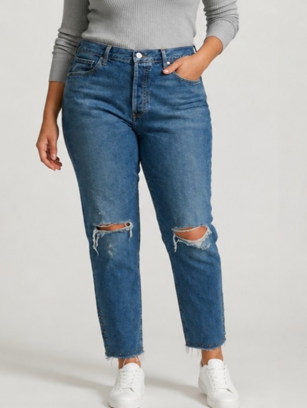 Citizens Of Humanity Liya Jeans Womens 32 Blue Cropped Fray High Rise USA Made